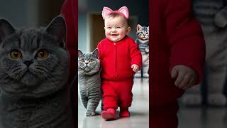 A babys magic cat youtubeshorts magic funny cute kawaii cat baby ai [upl. by Treborsemaj]