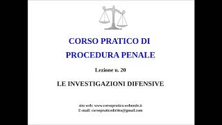 20 LE INVESTIGAZIONI DIFENSIVE [upl. by Hi]