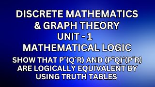 DM– Show that p˅q˄r and p˅q˄p˅r are logicaly equivalent by using truth tablesJayaMathsAcademy [upl. by Oivalf822]