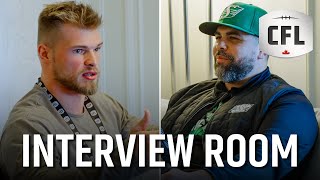 CFL Interview Room Joel Dublanko Meets the Saskatchewan Roughriders [upl. by Xonk794]