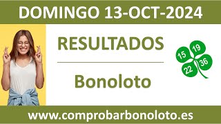 Resultado del sorteo Bonoloto del domingo 13 de octubre de 2024 [upl. by Ecertak]