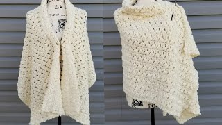 شال كروشيه مستطيل رقيق وسهل للمبتدئينcrochet shawl [upl. by Raamaj]