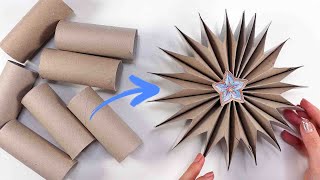 ⭐️ ONLY Toilet Rolls used to make THE EASIEST Paper STAR ever [upl. by Elpmet369]