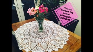 CC How to crochet big round pineapple tablecloth Part 1 of 4 [upl. by Atiuqehs]