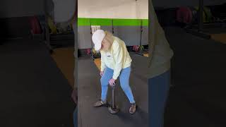 85 year old Marianne “The Blond Bomber” pulling 17 lbs on the Ironmind Hub nevertooold [upl. by Tucker722]