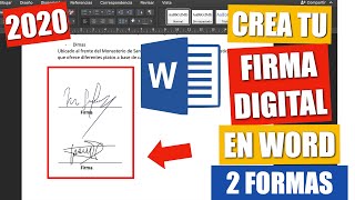 COMO AGREGAR UNA FIRMA DIGITAL EN WORD EN 2020 [upl. by Aloivaf]