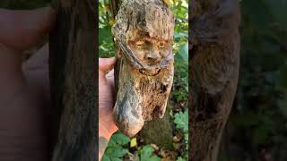 Turning obsolete wood into face carving shorts earth wood [upl. by Wentworth565]