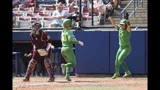 Highlights Oregon softball slugs its way past Arizona State in Womens College World Series opener [upl. by Neelhtac]