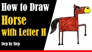 How to Draw a Horse from Letter H Step by Step  very easy [upl. by Kiernan]