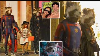 Bradley Cooper and ex fiancé Irina Shayk dress up like Rocket Raccoon as their daughter Lea opts for [upl. by Odnomor]