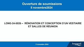 Ouvertures de soumissions 5 novembre 2024 [upl. by Zielsdorf322]