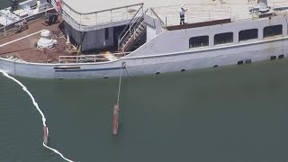 LIVE  Sinking ship leaking oil into California Delta [upl. by Gathard]