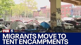 NYC migrants living in tent encampments [upl. by Burr]