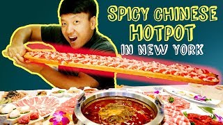 SPICY MEAT FEAST BEST Chinese Hotpot in New York Review [upl. by Beaumont]