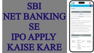 IPO Apply Through SBI Bank  SBI Netbanking IPO Apply Using ASBA  IPO apply [upl. by Kacy]