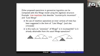 Lecture N8 Mathematical Models of Generative Linguistics  Merge and Hopf Algebras Part 3 [upl. by Cheke]