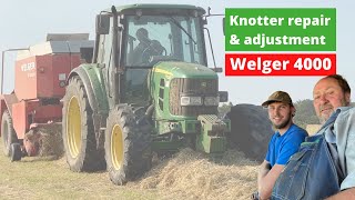 Welger Baler Knotter adjustment  farming equipment repairs [upl. by Dnomar]