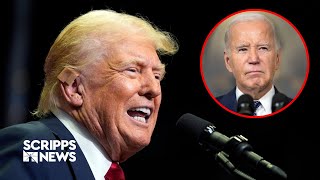 Trump reacts to Biden dropping out of presidential race [upl. by Ecneralc]