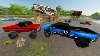 Huge Flood Destroys our House and Cars  Farming Simulator 22 [upl. by Epilef691]