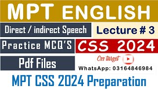 CSS MPT 2024  Lecture  3  English  Direct amp Indirect  Narration  CSS Screening Test  FPSC [upl. by Ynnoj]