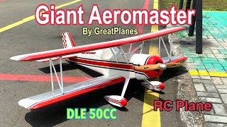 RC Plane Giant Aeromaster by GreatPlanes DLE 50cc Biplane [upl. by Maddalena29]