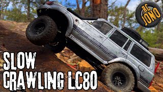 Featured Rig Ethan’s LC80 110 Scale RC Rock Crawler “Slow Crawling” TRX4 Chassis Hobbywing XE Run [upl. by Akinnej]