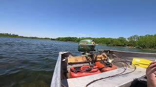 1953 Johnson QD14A Outboard Motor on Aerocraft P12 with Remote Controls [upl. by Lucas]