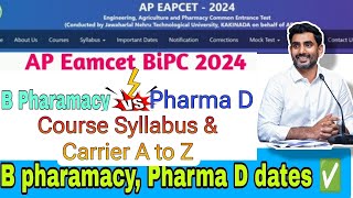 B Pharmacy Vs Pharma D dates  Which is best  Courses amp Syllabus Career Job roles  AP amp Ts [upl. by Ynnod74]