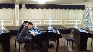 Ukrainian Bell Carol arr HeydeTedesco  4 hands piano duet  2018 Christmas concert [upl. by Yednarb]