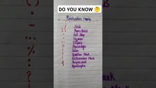 PUNCTUATION  PUNCTUATION MARKS IN ENGLISH GRAMMAR  DO YOU KNOW THESE SYMBOLS ytshorts trending [upl. by Graig]