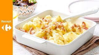 Ovengebakken bloemkool en aardappel met kaassaus en spekjes met mesclunsalade [upl. by Jacki]