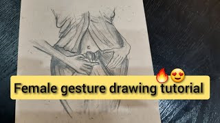 female gesture drawing tutorial for beginner😍draw with me [upl. by Aihsad607]