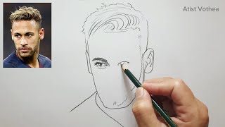 Drawing Realistic Neymar Tutorial  Sketching Step By Step neymar [upl. by Yrtua794]