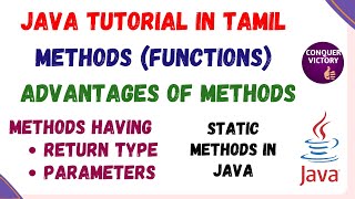 19 Methods Functions in java  Tamil  Static Method  Return Type  Parameters  advantages [upl. by Atinna975]