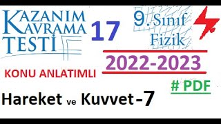 9 Sınıf  Fizik  Kazanım Testi 17  Hareket ve Kuvvet 7  MEB  2022 2023  PDF  TYT Fizik  2023 [upl. by Adnamar]