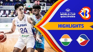 Gilas for the Win  India  Philippines  Basketball Highlights  FIBAWC 2023 Qualifiers [upl. by Roeser]