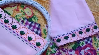 kashmiri sleeves and borderline designfor needle work [upl. by Nosde643]