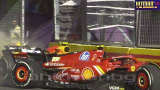 Carlos Sainz and Checo Perez crash  F1 2024 Azerbaijan Baku Grand Prix [upl. by Riffle]