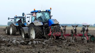 Ploegen met New Holland T6080 en TS100 Akkerb JSlim Termunten [upl. by Solis]