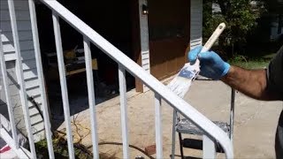 How to Paint A Wrought Iron Railing  Using Rustoleum Clean White Primer [upl. by Marasco]