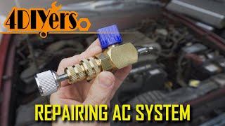 How to Replace a Leaking Air Conditioning Schrader Valve on your Car [upl. by Alinoel386]