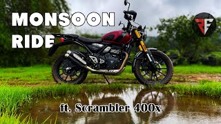 Epic Monsoon Challenge Triumph Scrambler 400X vs Indian Rainy Roads  Rev Explorers [upl. by Iliam919]