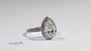 Pear Shape Diamond Halo Engagement Ring in White Gold by Pompeii3 [upl. by Nylazor]