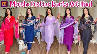 Meesho Festive Kurta Set Haul  Diwali Kurta Set  Meesho Embroidered Kurta Set  Meesho Jewellery [upl. by Ainerol]