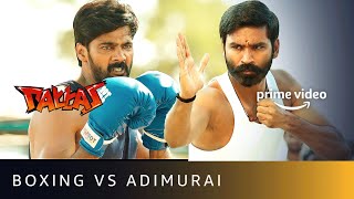 Dhanush Fights For Adimurai  Fight Scene  Pattas  Amazon Prime Video [upl. by Gader180]