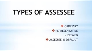 Types of Assessee as per Income Tax Act 1961 [upl. by Rayburn260]