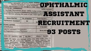 Ophthalmic Assistant Recruitment 2023 93 PostsEligibility Diploma in OptometryMedical Department [upl. by Mayer]