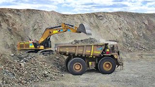 Cat 395 Excavator Loads Cat 785C Dump Truck  When The Truck Was Much Larger [upl. by Ayital]