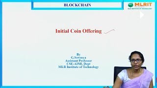 LEC26 Blockchain  Initial Coin Offering by Mrs G Sowmya [upl. by Aehsan283]