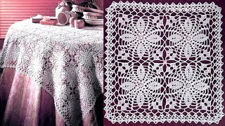 Crochet flower motif for Doily Tablecloth Part 4 Border 4  5 round [upl. by Gustaf]